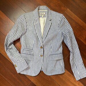 J. Crew Schoolboy Womens Blue White Stripped Blazer Sz 0